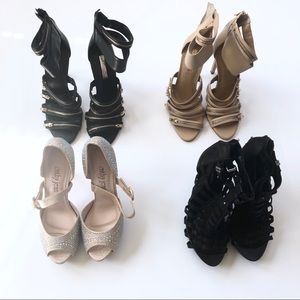 (4) Pairs strappy open toe heels sz8-8.5